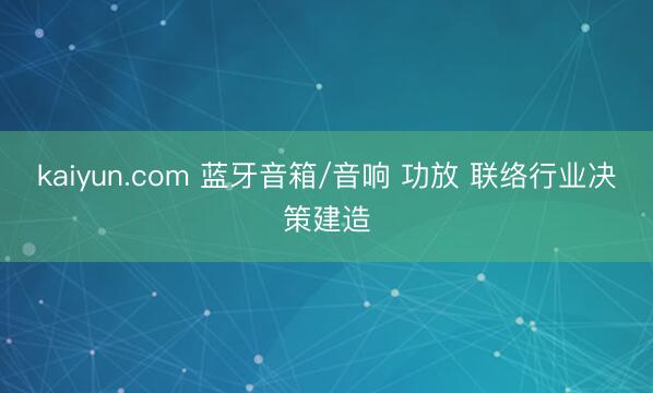 kaiyun.com 蓝牙音箱/音响 功放 联络行业决策建造